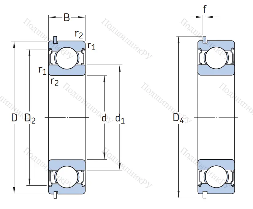 Однорядный шариковый подшипник 6313 DDU NR