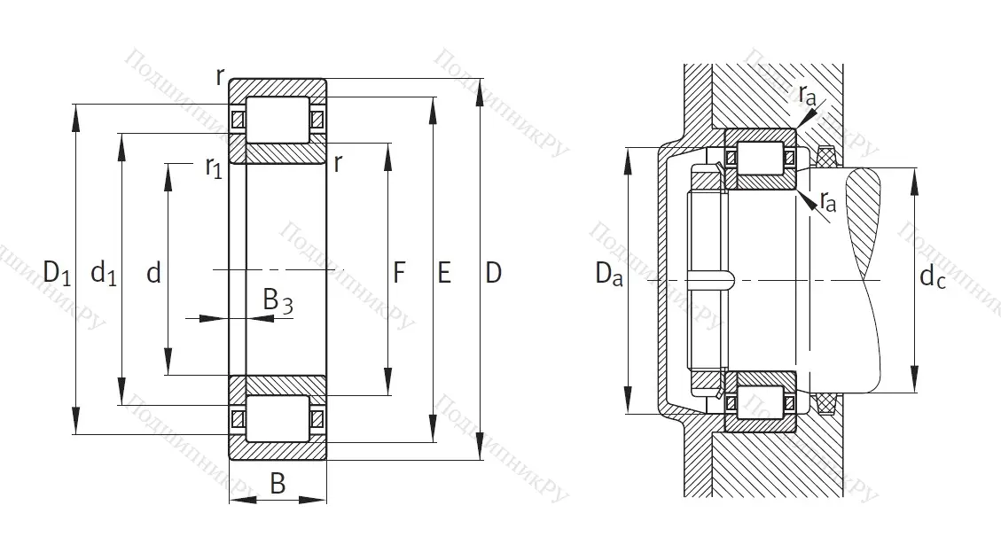 Роликовый цилиндрический подшипник NUP 2319 ETVP 2 XL