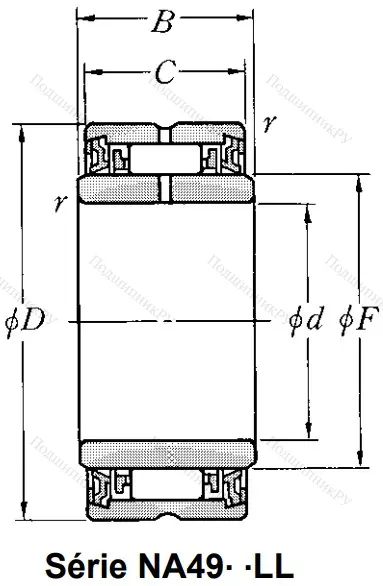 Игольчатый подшипник NA 4908 LL/3AS