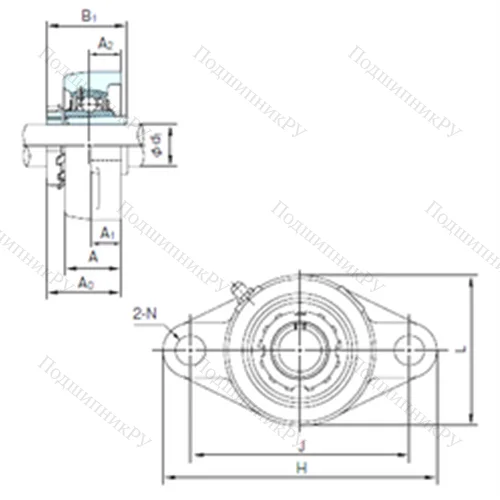 Подшипниковый узел шариковый радиальный UKFL 210+H 2310