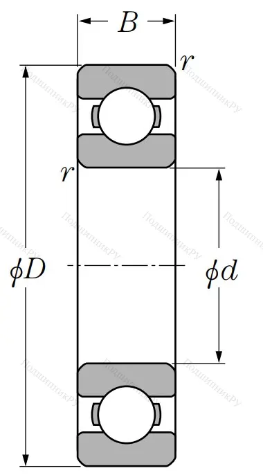 Однорядный шариковый подшипник 6028