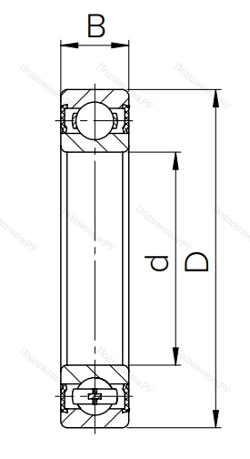 Шариковый однорядный подшипник 180102 (6002 2RS)
