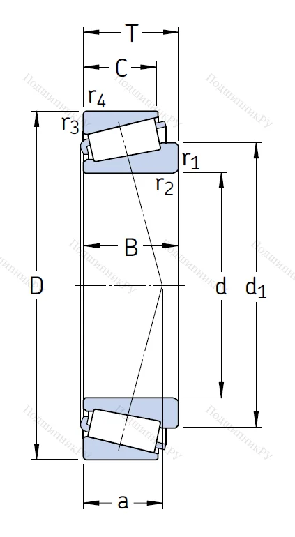 Конический роликовый подшипник 30219 J 2