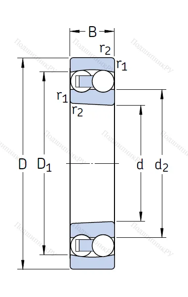 Двухрядный шариковый подшипник 2208 EKTN 9