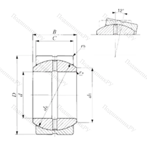 Подшипник скольжения сферический SBB 22