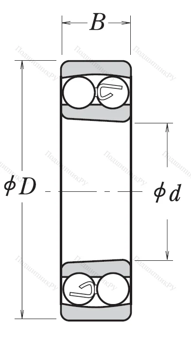 Двухрядный шариковый подшипник 2210 K 2RSTNG