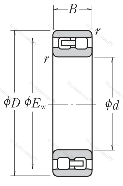 Роликовый цилиндрический подшипник NN 3011 MBKRE 44CC 1P 4
