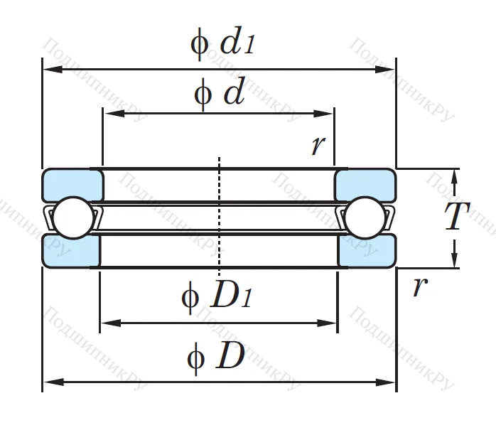 Упорный шариковый подшипник 51207