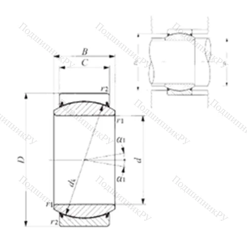 Подшипник скольжения сферический GE 70EC-2RS от производителя  IKO