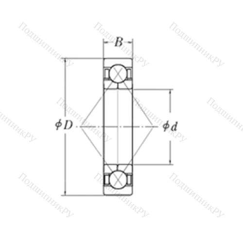 Подшипник шариковый радиально-упорный с четырёхточечным контактом QJM 1.3/4