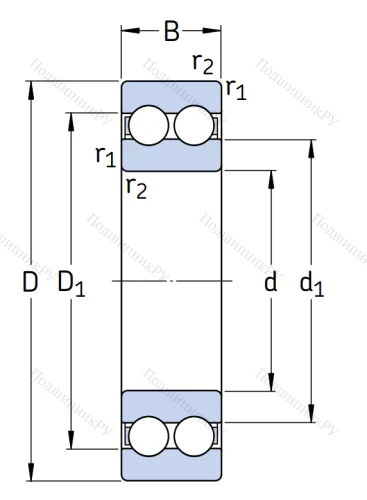 Двухрядный шариковый подшипник 4207 ATN 9 от производителя  SKF