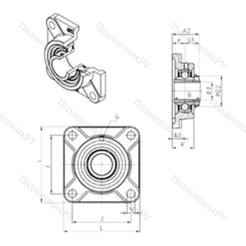 Подшипниковый узел шариковый радиальный UKF 328H