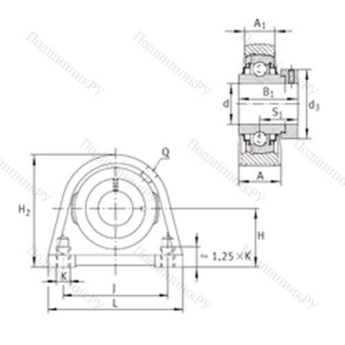 Подшипниковый узел шариковый радиальный RSHE 45
