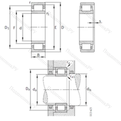 Подшипник роликовый радиальный NU 264-EX-M 1