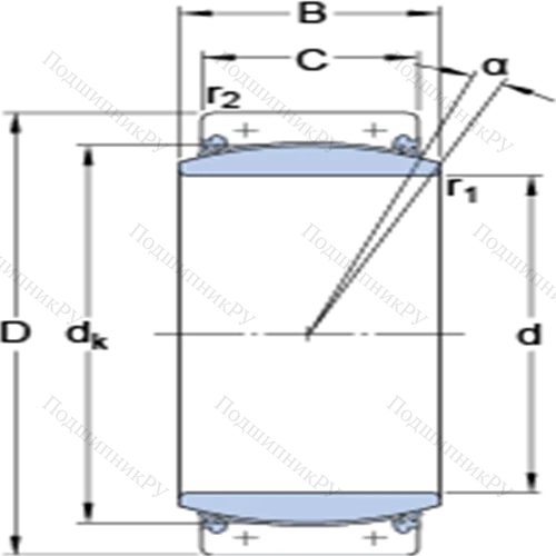 Радиальные сферические подшипники скольжения с контактными поверхностями сталь/сталь, требующие техобслуживания GEC 530 TXA-2RS