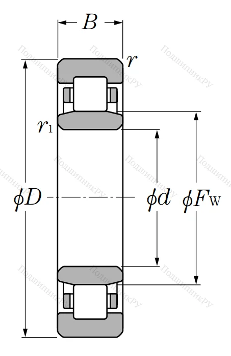 Роликовый цилиндрический подшипник NU 2205