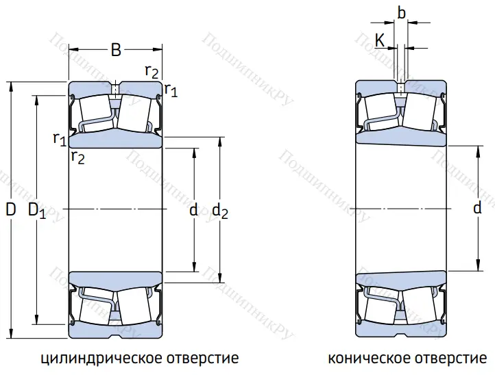 Сферический роликовый подшипник с конической посадкой на вал WS 22211 E 1 XL K 2RSR (WS 22211 E 1 XL K 2RSR)