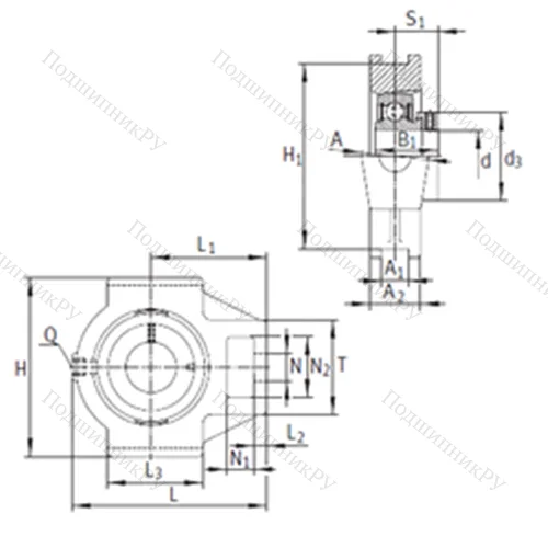 Подшипниковый узел шариковый радиальный PTUE 35