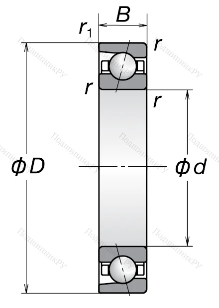 Однорядный шариковый подшипник 7201 BW