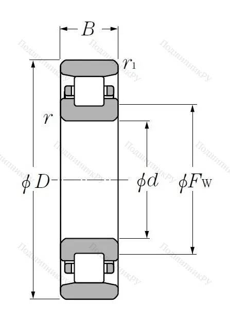 Роликовый цилиндрический подшипник N 322 C 3