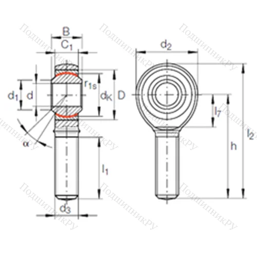 Подшипник скольжения сферический GAKR 6 PW
