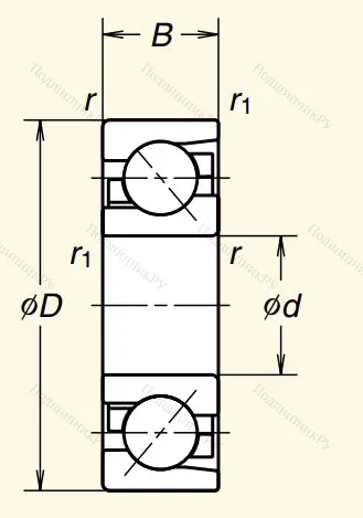 Однорядный шариковый подшипник 7201 BEAT 85