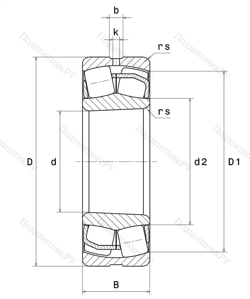 Сферический роликовый подшипник с конической посадкой на вал 23222 EAKW 33