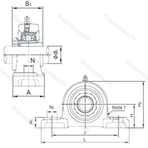 Подшипниковый узел шариковый радиальный UKP 213+H 2313