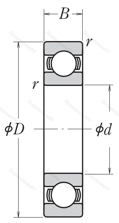 Однорядный шариковый подшипник 6332 C 3