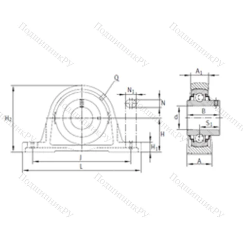Подшипниковый узел шариковый радиальный RASEY 55-JIS
