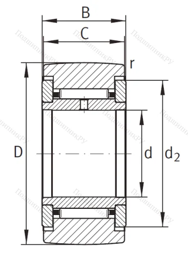 Игольчатый подшипник NATR 20 от производителя  INA