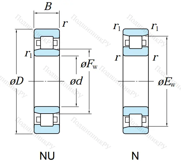 Роликовый цилиндрический подшипник N 317