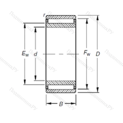 Подшипник игольчатый радиальный NAO 55X 85X 30