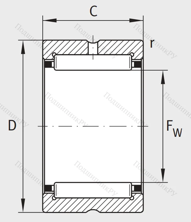 Игольчатый подшипник NK 90/35 XL