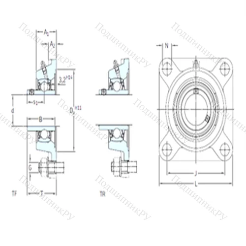 Подшипниковый узел шариковый радиальный FYJ 1.1/2 TF