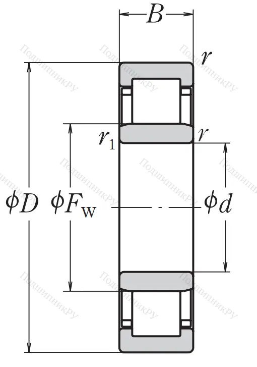 Роликовый цилиндрический подшипник NJ 304 W