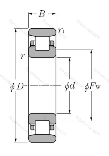 Роликовый цилиндрический подшипник N 222 от производителя  NTN