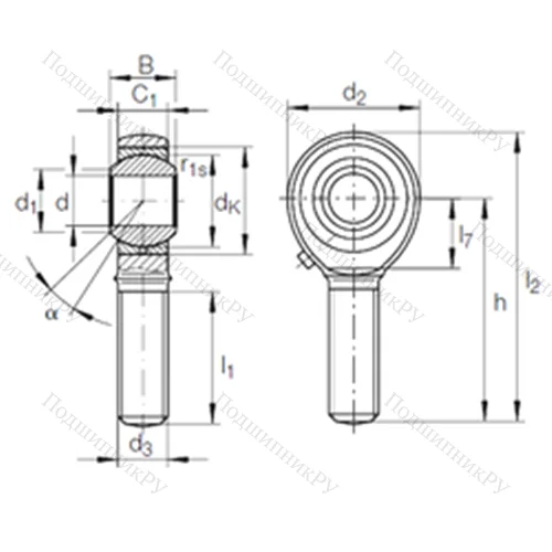 Подшипник скольжения сферический GAKR 14 PB