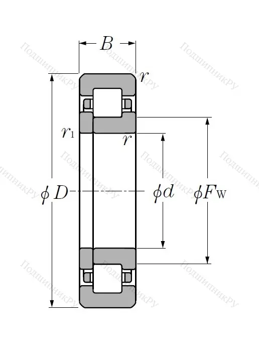 Роликовый цилиндрический подшипник NUP 309
