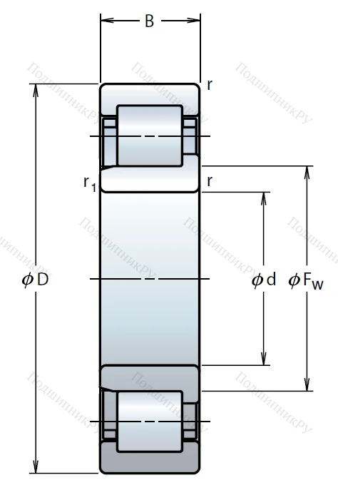 Роликовый цилиндрический подшипник NJ 2306 W