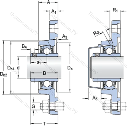 Фланцевые подшипниковые узлы типа Y (корпус типа Y-TECH, овальный фланец, крепление стопорными винтами) FYTB 50 TF