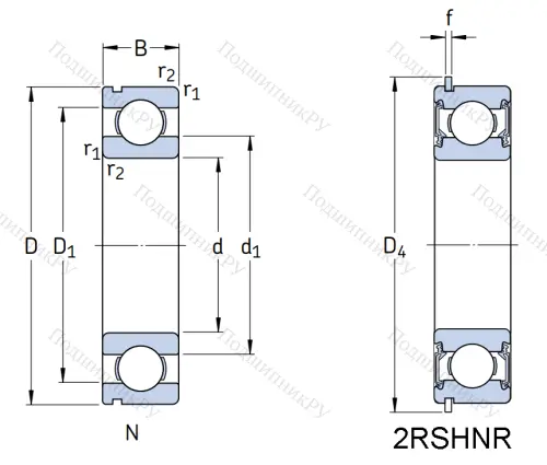 Высокотемпературный подшипник 6201-2RSHNR/C 3GJN от производителя  SKF